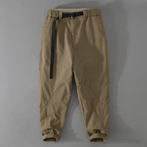 Herren Lässige Tapered‑Cargohose mit elastischem Bund und integriertem Webbing‑Gürtel Nord Taschen