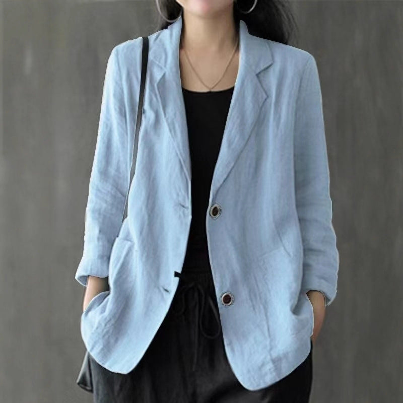 Damen Lässiger Leinenblazer Nord Taschen