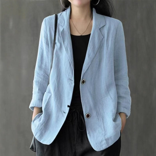 Damen Lässiger Leinenblazer Nord Taschen