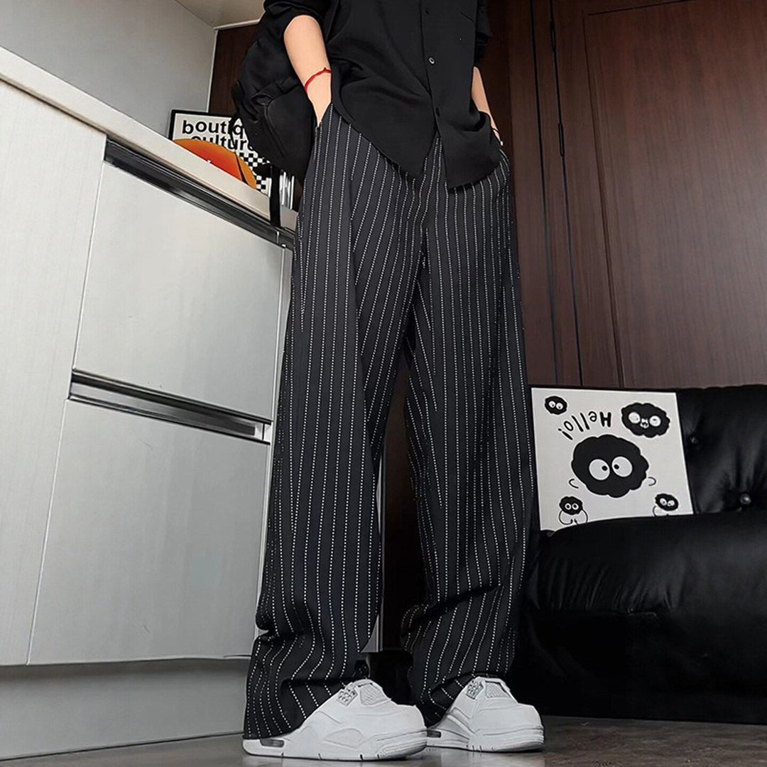 Damen Hochtaillierte Streifenhose Nord Taschen