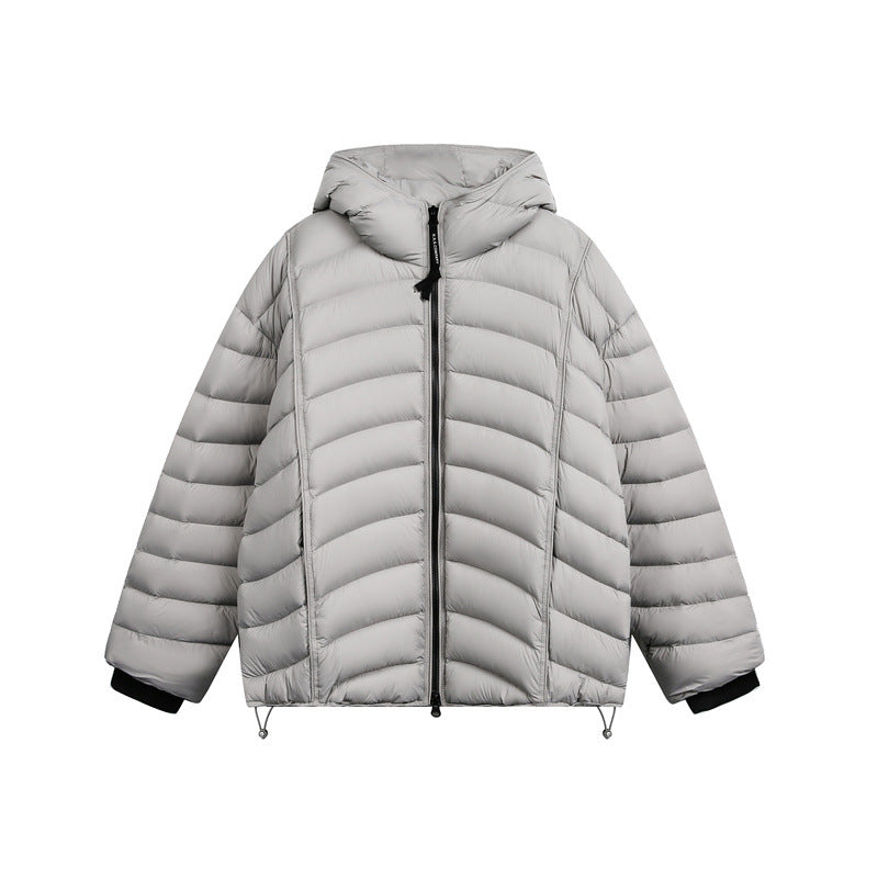 Damen Leichte Steppdaunenjacke mit Kapuze und verstellbarem Saum Nord Taschen