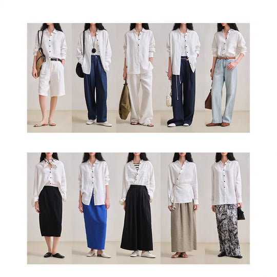 Damen Modische langärmlige Bluse Nord Taschen