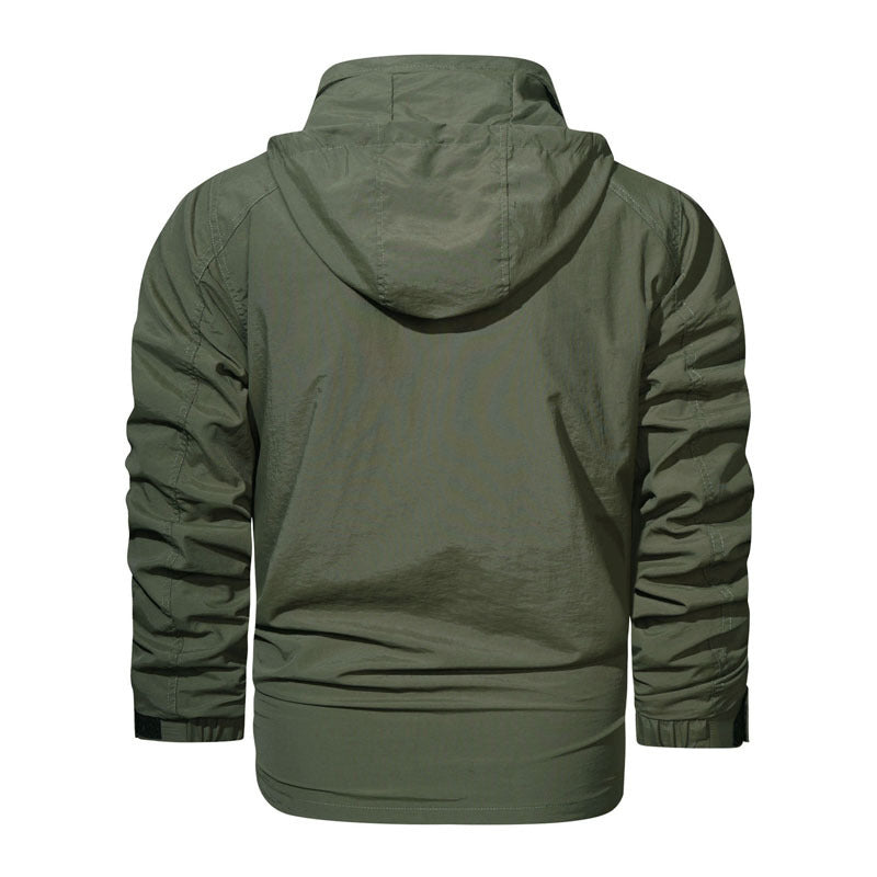 Herren Leichte Fieldjacke mit Kapuze, windabweisender Shell und Reißverschlusstaschen Nord Taschen