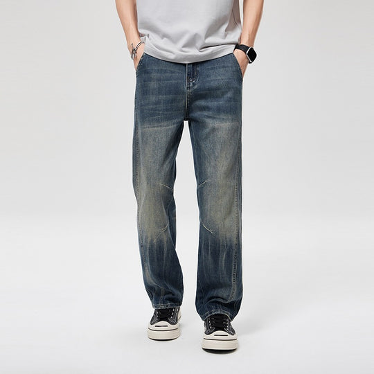 Herren Weite Baggy-Jeans im Vintage‑Wash mit Knie‑Detail Nord Taschen
