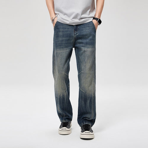 Herren Weite Baggy-Jeans im Vintage‑Wash mit Knie‑Detail Nord Taschen