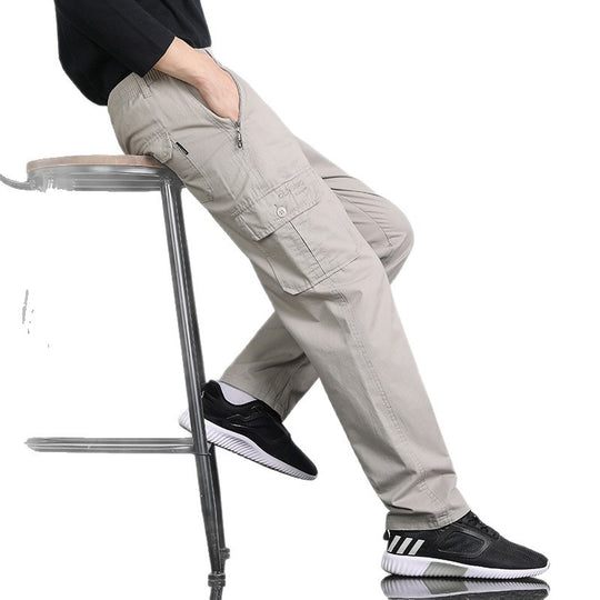 Herren Lockere Cargohose mit elastischem Bund, Multifach‑Taschen & geradem Bein Nord Taschen