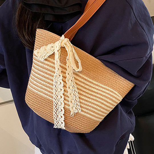 Damen Strandtasche mit dekorativen Spitzenakzenten Nord Taschen