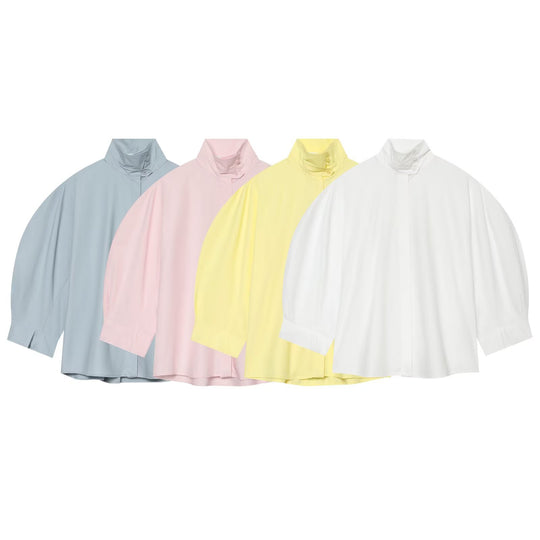 Damen Oversize-Bluse mit Stehkragen und Kimonoärmeln Nord Taschen