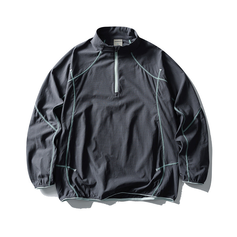 Unisex Leichter technischer Half-Zip-Windpullover mit Ripstop, Raglanärmeln und elastischem Saum Nord Taschen