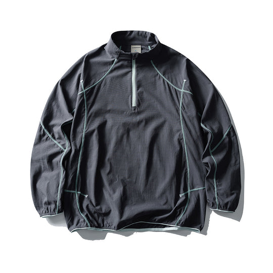 Unisex Leichter technischer Half-Zip-Windpullover mit Ripstop, Raglanärmeln und elastischem Saum Nord Taschen