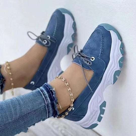 Damen  sportliche Chunky-Sneaker mit leichter Dämpfung, profilierter Wellenlaufsohle und atmungsaktivem Canvas-Obermaterial Nord Taschen