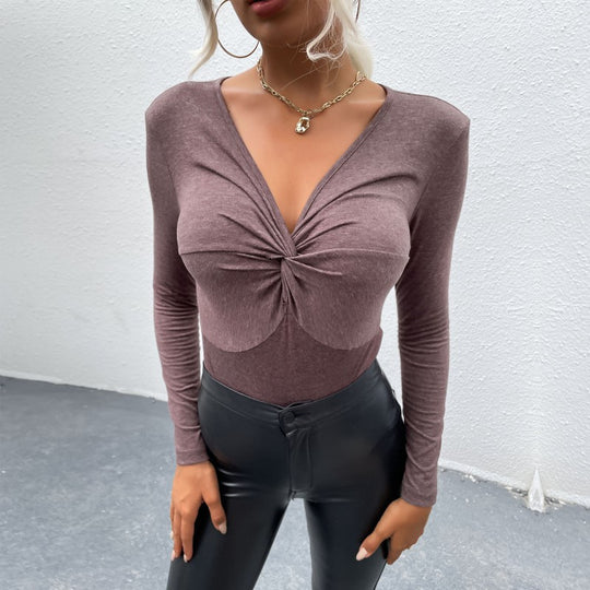 Damen Taillierter Langarm-Body mit Twist-Detail und geformter Brustnaht Nord Taschen