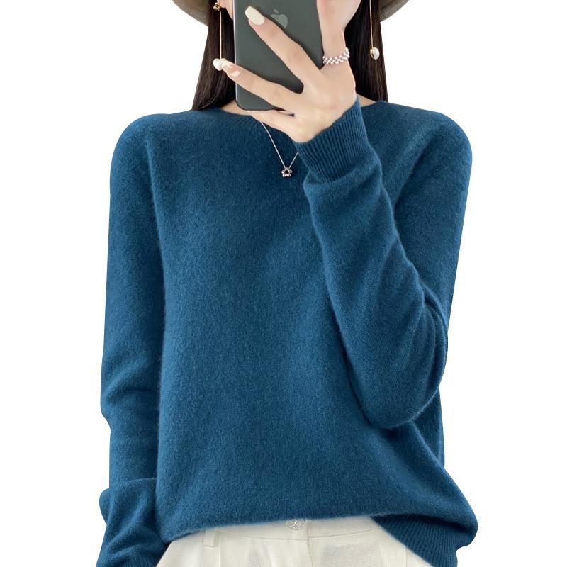 Damen Lockerer Feinstrick-Pullover mit Rundhalsausschnitt und flauschiger Angora-Optik Nord Taschen