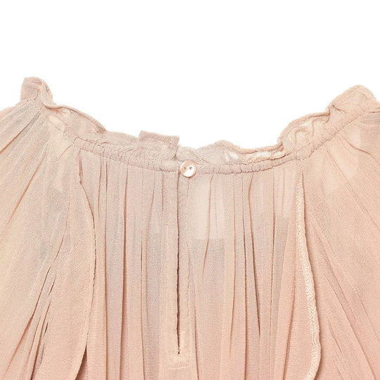 Damen Plissierte Chiffon-Bluse mit Rüschkragen und Ballonärmeln Nord Taschen