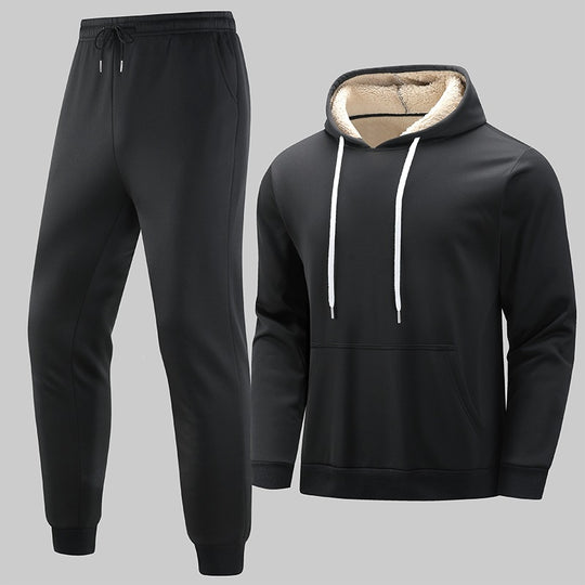 Herren Gefüttertes Freizeit-Set aus Kapuzenpullover mit Teddyfutter‑Kapuze & Thermo-Jogginghose Nord Taschen