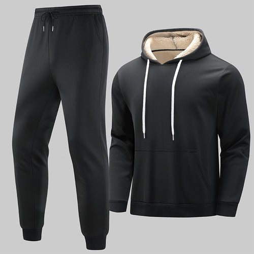 Herren Gefüttertes Freizeit-Set aus Kapuzenpullover mit Teddyfutter‑Kapuze & Thermo-Jogginghose Nord Taschen
