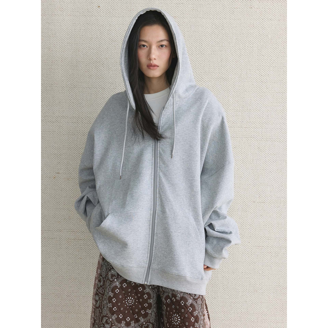 Damen Oversize Zip‑Hoodie aus schwerem Baumwoll-Fleece mit verdecktem Reißverschluss Nord Taschen