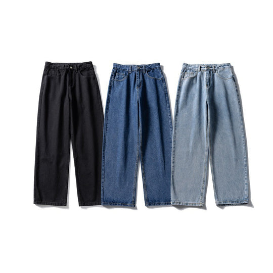 Damen hochtaillierte weite Jeans aus robustem Denim mit geradem Bein Nord Taschen