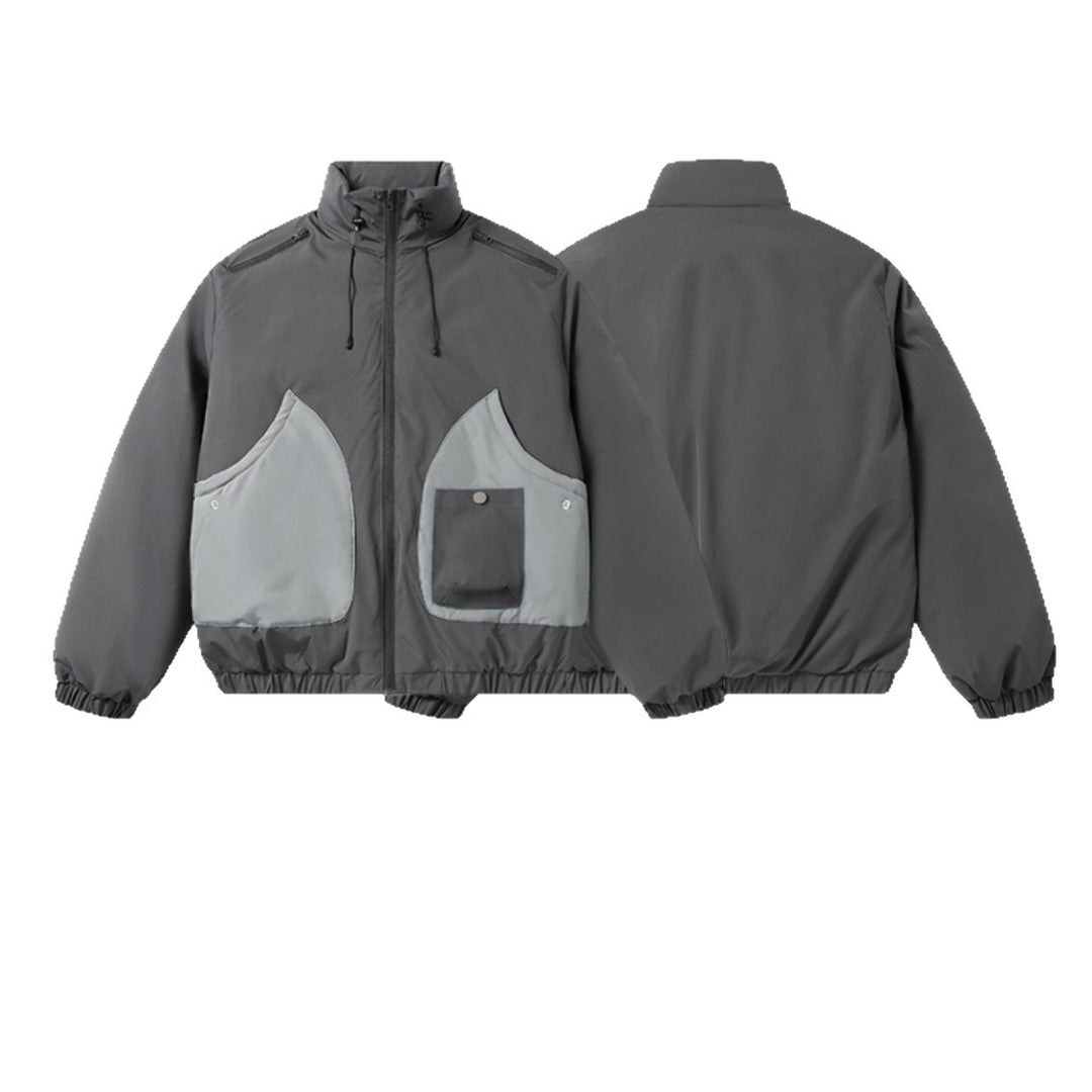 Herren Kurz geschnittene zweifarbige Utility-Transition-Jacke mit hohem Stehkragen und großen Fronttaschen Nord Taschen