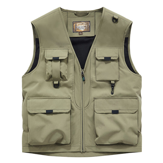 Herren Multifunktionale Utility-Weste mit Mehrfach‑Taschen und robustem Reißverschluss Nord Taschen