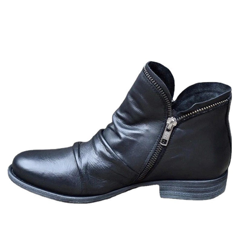 Damen Slouch‑Ankleboots mit dekorativem Reißverschluss und niedrigem Blockabsatz Nord Taschen