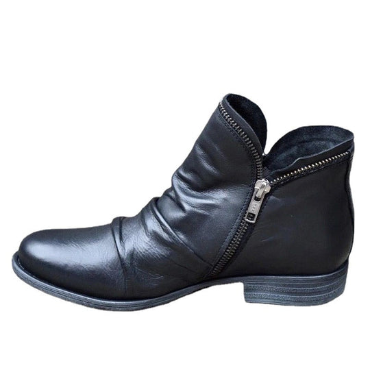 Damen Slouch‑Ankleboots mit dekorativem Reißverschluss und niedrigem Blockabsatz Nord Taschen