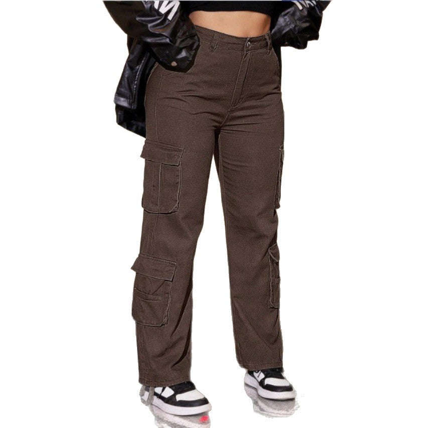 Damen Utility-Cargo-Chino mit Mehrfach-Pattentaschen und Kordelzugsaum Nord Taschen