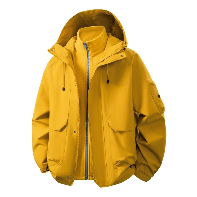 Herren Wasserabweisende Doppeljacke mit abnehmbarer Fleece‑Innenjacke und Kapuze Nord Taschen