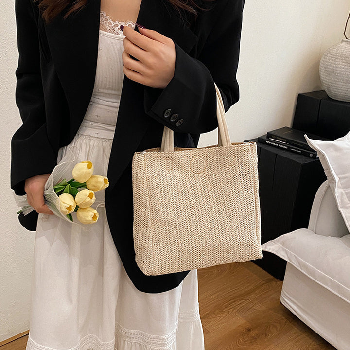 Damen elegante Tragetasche mit geflochtenem Design und hochwertigen Lederakzenten Nord Taschen