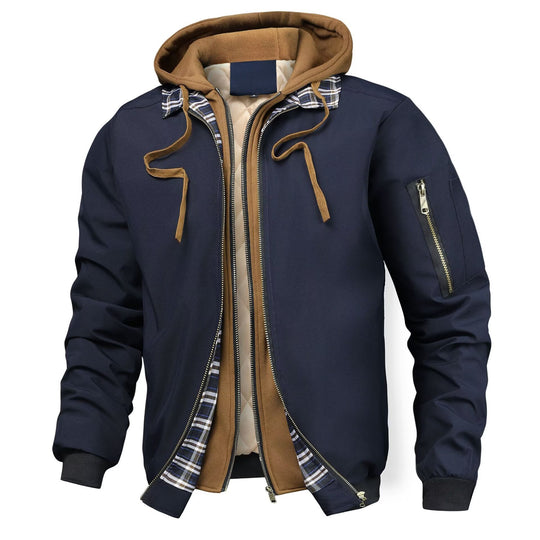 Herren Mehrlagige Übergangsjacke mit Kapuze, gesteppter Innenblende und Utility-Ärmeltasche Nord Taschen