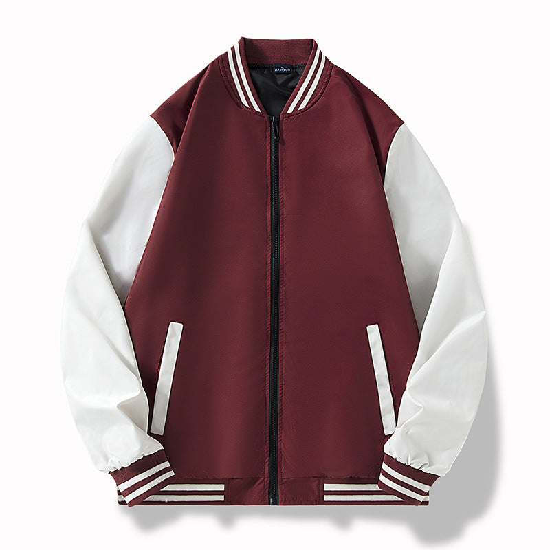 Herren College-Bomberjacke im Varsity-Stil mit kontrastierenden Ärmeln und gerippten Saumbündchen Nord Taschen