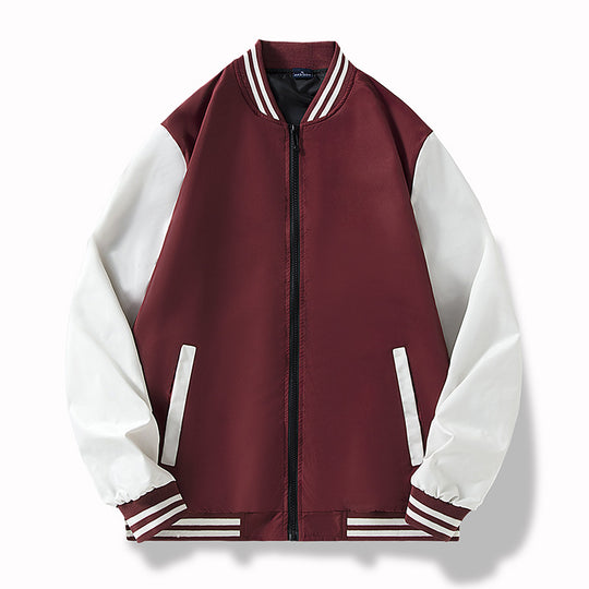 Herren College-Bomberjacke im Varsity-Stil mit kontrastierenden Ärmeln und gerippten Saumbündchen Nord Taschen