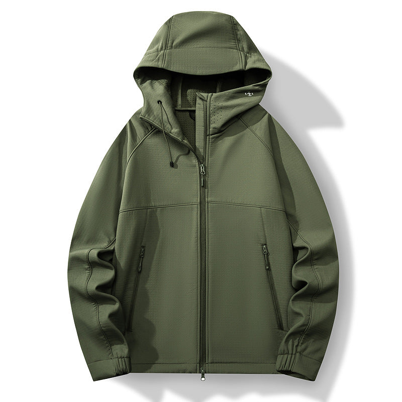 Herren Atmungsaktive Softshell-Hybridjacke mit Kapuze, Fleece-Innenfutter und Zwei-Wege-Reißverschluss Nord Taschen