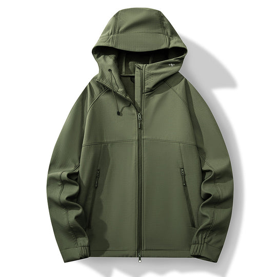Herren Atmungsaktive Softshell-Hybridjacke mit Kapuze, Fleece-Innenfutter und Zwei-Wege-Reißverschluss Nord Taschen