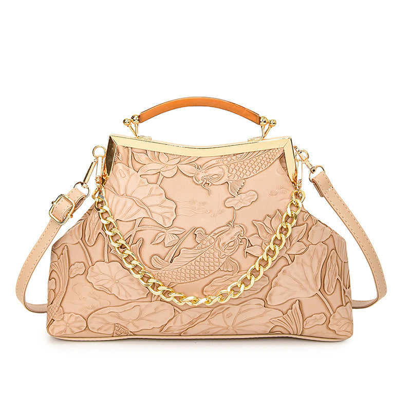 Damen elegante Handtasche mit floralem Präge-Design Nord Taschen