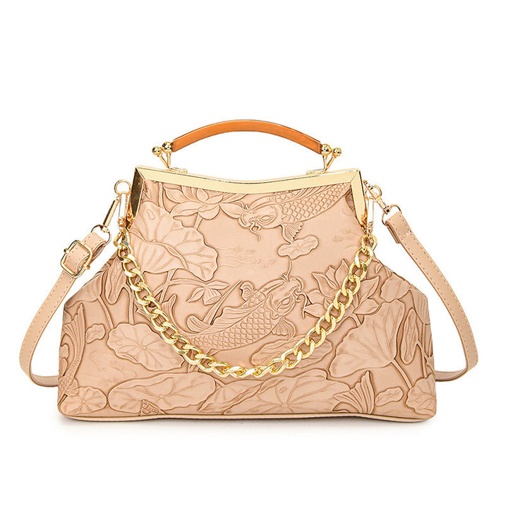 Damen elegante Handtasche mit floralem Präge-Design Nord Taschen