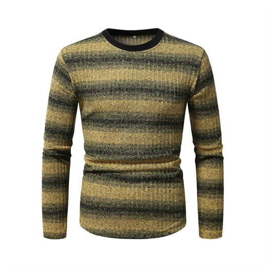 Herren Slim-Fit Feinstrick-Pullover mit horizontalem Farbverlauf und geripptem Strukturmix Nord Taschen