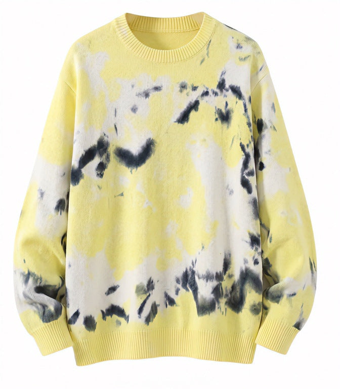 Herren Oversized Batik-Pullover mit Rundhalsausschnitt und Rippbündchen Nord Taschen