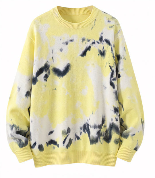 Herren Oversized Batik-Pullover mit Rundhalsausschnitt und Rippbündchen Nord Taschen