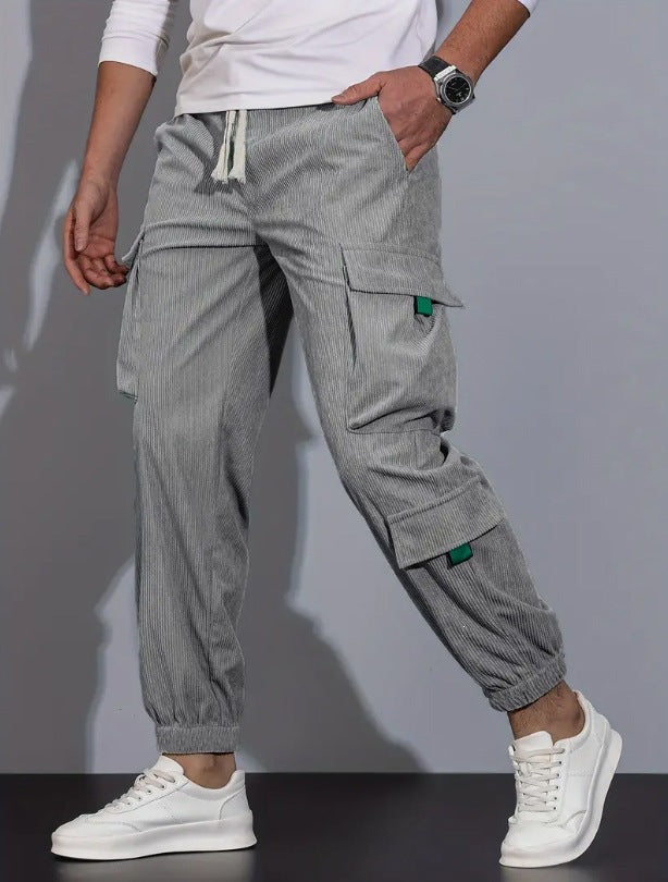 Herren Kord-Cargo-Jogginghose mit elastischem Bund, Tunnelzug & Multifachtaschen Nord Taschen