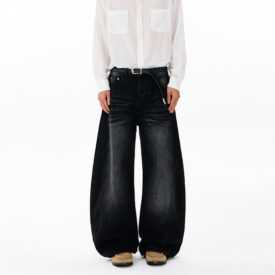 Herren Ultraweite Denim-Palazzohose im ballonförmigen Baggy-Cut mit tiefem Schritt Nord Taschen