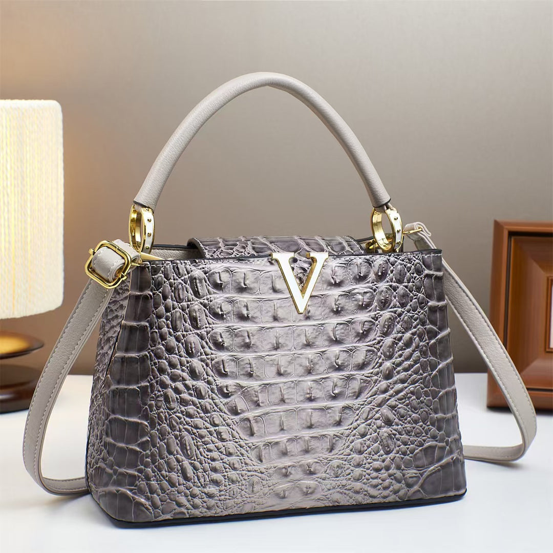 Damen Designer-Handtasche mit luxuriösem Krokodil-Look und elegantem Verschluss Nord Taschen