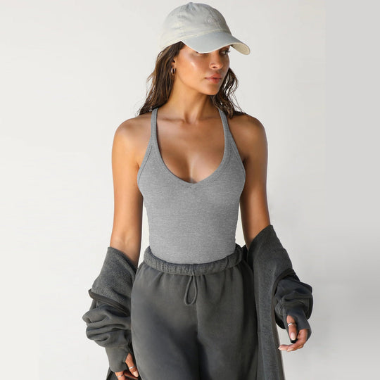 Damen Sportliches Tanktop mit V-Ausschnitt und figurbetonter Passform