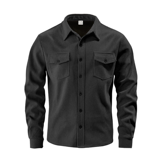 Herren Kordhemdjacke aus breitem Cord mit Pattentaschen und Hemdkragen Nord Taschen