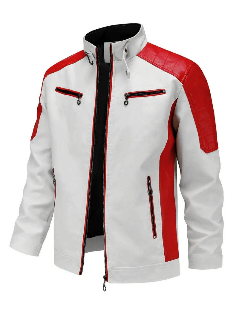 Herren Sportliche Kunstlederjacke mit Reißverschluss Nord Taschen
