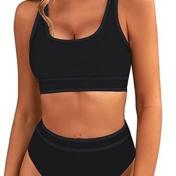 Damen Sportlicher Hochgeschnittener Bikini Nord Taschen