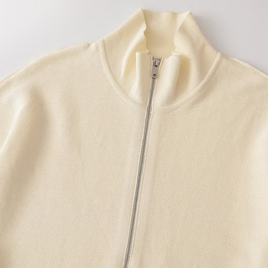 Damen Strukturstrick A-Linien Cardigan mit Reißverschluss und Stehkragen Nord Taschen