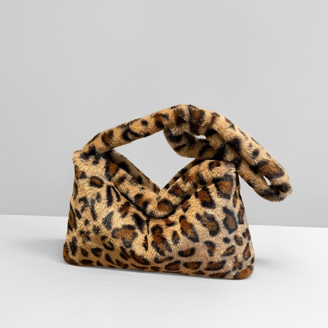 Damen modische Umhängetasche aus hochwertigem Kunstfell mit Leopardenmuster Nord Taschen