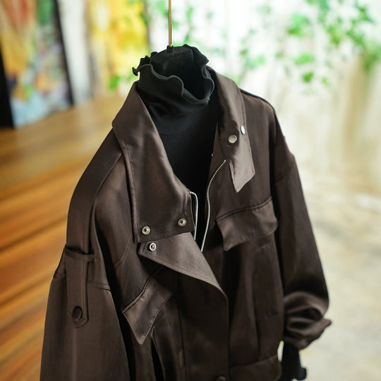 Damen elegante Utility-Jacke mit hohem Kragen Nord Taschen