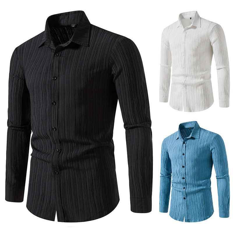 Herren Texturiertes Slim-Fit-Hemd mit krauser Struktur und Kentkragen Nord Taschen
